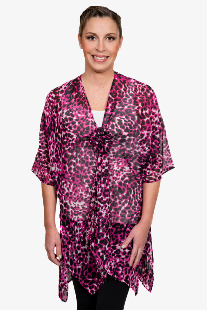 Magenta Leopard Print Kimono