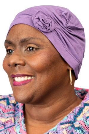 Lavender Sleeping Cap for Women with Hair Loss.