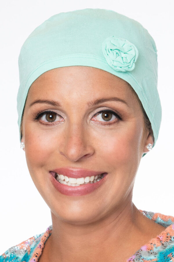 Women’s Mint Green Sleeping Cap with Matching Rosette