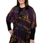 Women’s Purple/Black Lightweight Polyester Wide Sleeve Kimono