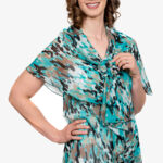 women's teal leopard print kimono