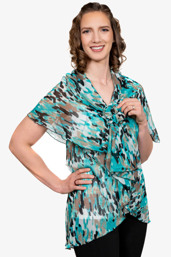 women's teal leopard print kimono