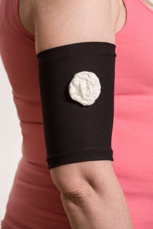 Black Picc Line Sleeve with Cream Rosette