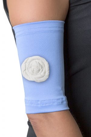 Blue Picc Line Sleeve with Cream Rosette