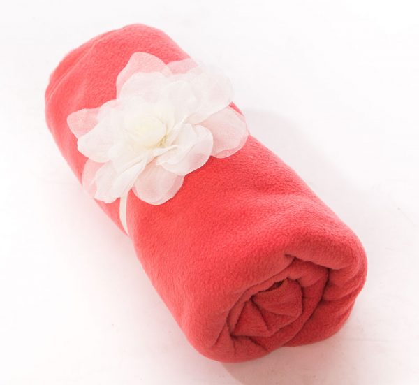 Coral Fleece Blanket with Detachable Flower