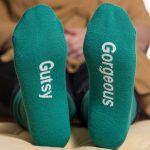 "Gorgeous" & "Gutsy" Teal Sassy Sayings Socks