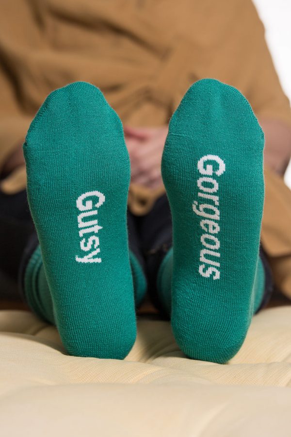 "Gorgeous" & "Gutsy" Teal Sassy Sayings Socks