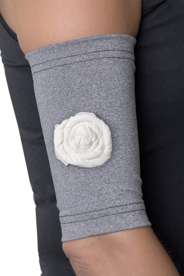 Gray Picc Line Sleeve with Cream Rosette.jpg