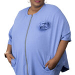 Periwinkle French Terry Oversized Front Zipper Jacket