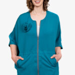 Teal French Terry Post Surgery Cover up