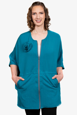 Teal French Terry Post Surgery Cover up