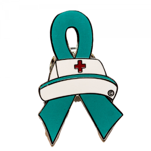 Nurse Teal Ribbon Pin for Ovarian Cancer Awareness