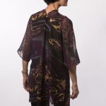 Women’s Purple/Black Lightweight Polyester Wide Sleeve Kimono