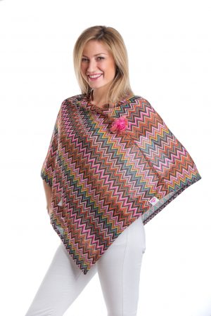 Pink Chevron Print Chemo Port Accessible Poncho