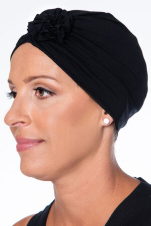 Black Head Cover with Black Rosette