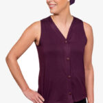 Mastectomy camisole for recovery after breast cancer surgery or post mastectomy. Purple