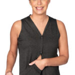 Gray Super Soft Post Mastectomy Camisole with Inner Drain Pockets