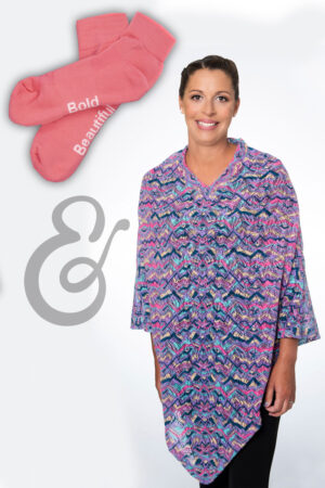 GIFT SET: Multi Colored Pastel Poncho & Matching Bold/Beautiful Socks
