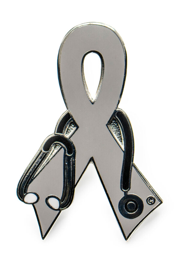 Doctor Gift Gray Ribbon Pin for Brain Cancer Awareness