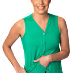 Kelly green post mastectomy camisole tank top for surgery recovery