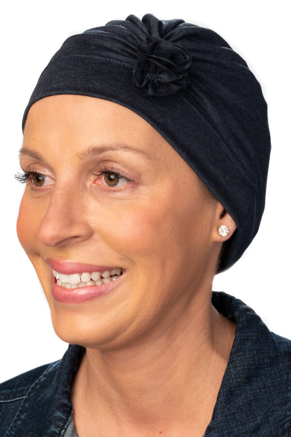 Navy blue soft denim head cover
