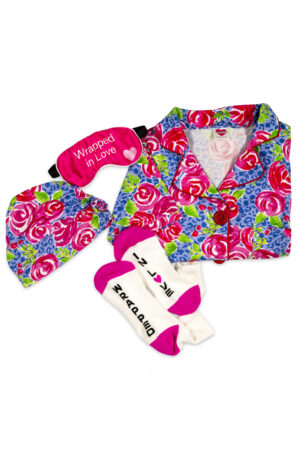 Post Surgery Mastectomy, Breast Cancer, Nightgown with Internal Drain Pockets, Matching Sleep Cap and Socks.