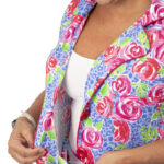 Floral post mastectomy nightgown with drain pockets