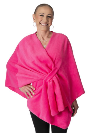Fuschia Pink Fleece Shoulder Wrap for Breast Cancer Surgery Recovery Clothing