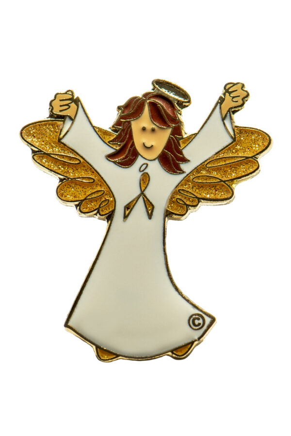 Childhood & Pediatric Cancer Gold Angel Pin makes a great gift for Pediatric Doctor or Nurse.